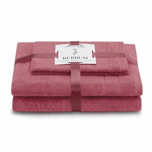 Różowe bawełniane ręczniki zestaw 3 szt. frotte Rubrum – Restilo obraz