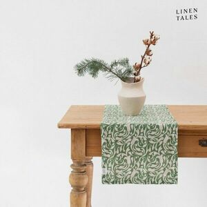 Lniany bieżnik 40x200 cm Evergreen Damask – Linen Tales obraz
