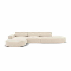 Beżowy aksamitny narożnik (lewostronny) Jodie − Micadoni Home obraz
