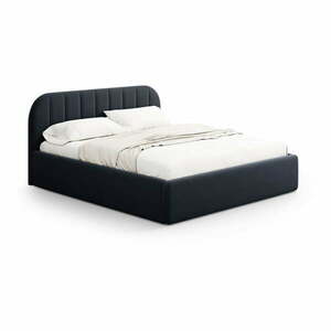 Ciemnoniebieskie tapicerowane łóżko dwuosobowe ze schowkiem ze stelażem 180x200 cm Juno – Windsor & Co Sofas obraz