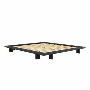 Czarne podwójne łóżko wykonane z drewna sosnowego z siatką 180x200 cm Japan - Karup Design obraz