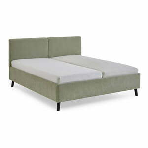 Jasnozielone tapicerowane łóżko dwuosobowe ze stelażem 180x200 cm Piano – Meise Möbel obraz