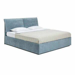 Niebieskie tapicerowane łóżko dwuosobowe ze schowkiem z materacem i stelażem 160x200 cm Thessa Pillow – Bonami Selection obraz