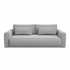 Jasnoszara aksamitna rozkładana/ze schowkiem sofa 238 cm Kapua – Makamii obraz