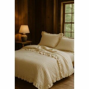 Beżowa pościel jednoosobowa z bawełny renforcé 140x200 cm Amalia Striped – Mila Home Luxury obraz