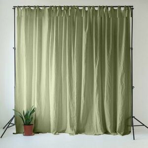 Jasnozielona lniana zasłona 140x250 cm Sage – Linen Tales obraz