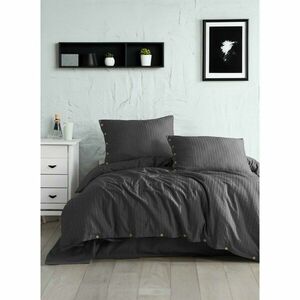 Ciemnoszara pościel jednoosobowa z bawełny renforcé 140x200 cm Como Striped – Mila Home Luxury obraz