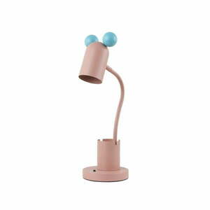 Jasnoniebiesko-różowa lampa stołowa z metalowym kloszem (wysokość 50 cm) Mouse – GTV obraz