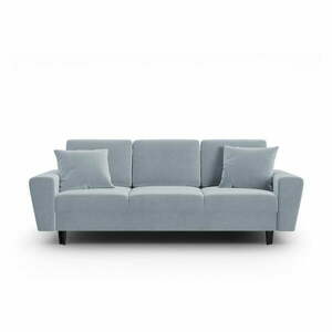 Jasnoniebieska aksamitna rozkładana sofa ze schowkiem 235 cm Kyoto – Cosmopolitan Design obraz