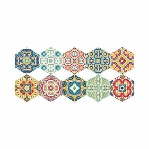 Zestaw 10 naklejek na podłogę Ambiance Floor Stickers Hexagons Lorena, 40x90 cm obraz