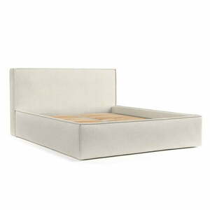Kremowe tapicerowane łóżko dwuosobowe ze schowkiem i stelażem 180x200 cm Lounge L – Maison de Rêve obraz