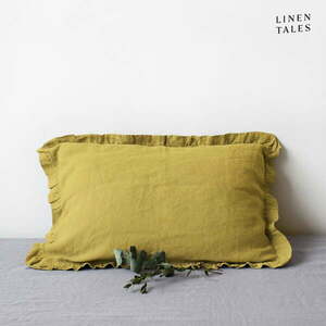 Lniana poszewka na poduszkę 40x60 cm Lemon Curry – Linen Tales obraz