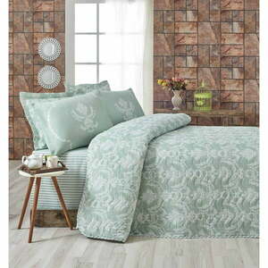 Zestaw pikowanej narzuty na łóżko i 2 poszewek na poduszki Mijolnir Pure Water Green, 200x220 cm obraz