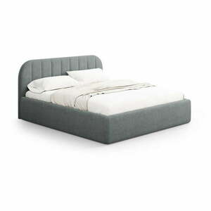 Ciemnoszare tapicerowane łóżko dwuosobowe ze schowkiem ze stelażem 200x200 cm Juno – Windsor & Co Sofas obraz