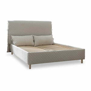 Beżowe tapicerowane łóżko dwuosobowe ze stelażem 160x200 cm Sleepy Luna – Miuform obraz