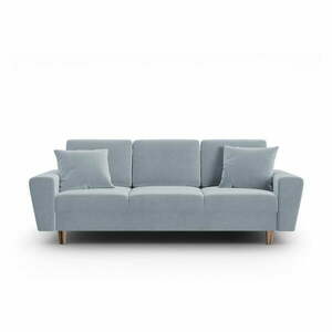 Jasnoniebieska aksamitna rozkładana sofa ze schowkiem 235 cm Kyoto – Cosmopolitan Design obraz
