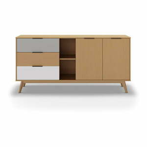 Niska komoda z litego drewna sosnowego 165x81 cm Elfa – Marckeric obraz