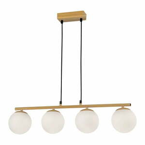 Biało-naturalna lampa wisząca ze szklanym kloszem Carrine – Candellux Lighting obraz