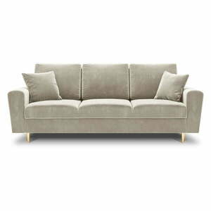 Beżowa aksamitna rozkładana sofa ze schowkiem 235 cm Kyoto – Cosmopolitan Design obraz