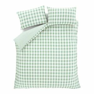 Zielona pościel dwuosobowa z kory 230x220 cm Seersucker Gingham Check – Catherine Lansfield obraz