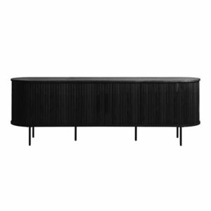 Czarna szafka pod TV w dekorze dębu 56x180 cm Nola – Unique Furniture obraz
