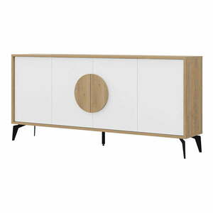 Biała niska komoda w dekorze dębu 180x82 cm Vae – Marckeric obraz