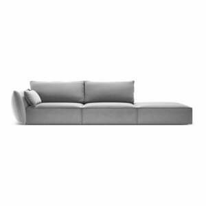 Jasnoszara aksamitna sofa lewostronna 264 cm Vanda – Mazzini Sofas obraz