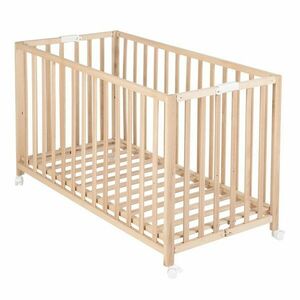 Naturalne łóżeczko na kółkach 60x120 cm Fold up – Roba obraz