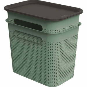 Zielone plastikowe pojemniki z pokrywką zestaw 2 szt. 18, 5x27x26 cm Brisen – Rotho obraz
