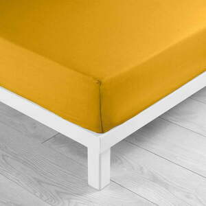 Żółte bawełniane prześcieradło z gumką 180x200 cm Lina – douceur d'intérieur obraz