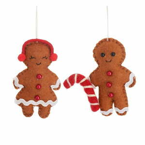 Tekstylne ozdoby świąteczne wykonane ręcznie zestaw 2 szt. 10 cm Gingerbread Couple – Sass & Belle obraz