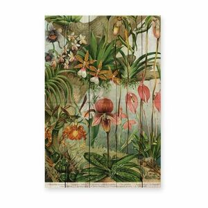Dekoracja ścienna z drewna sosnowego Madre Selva Jungle Flowers, 60x40 cm obraz