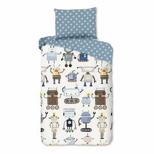 Niebiesko-beżowa bawełniana pościel dziecięca jednoosobowa 140x200 cm Robo – Good Morning obraz