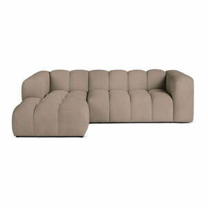 Szarobrązowy aksamitny narożnik (lewostronny/z szezlongiem) Cube – Bonami Selection obraz