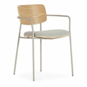 Jasnoszare/w naturalnym kolorze tapicerowane fotele jadalniane zestaw z podłokietnikami Nour – MOME obraz