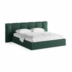 Ciemnozielone tapicerowane łóżko dwuosobowe ze schowkiem ze stelażem 140x200 cm Eric – Micadoni obraz