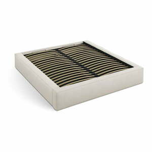 Kremowe tapicerowane łóżko dwuosobowe ze schowkiem i stelażem 200x200 cm Simon – Micadoni obraz