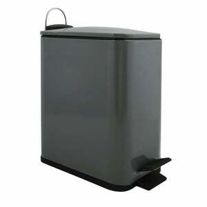 Ciemnoszary stalowy kosz na śmieci z pedałem 5 l Erik – Spirella obraz