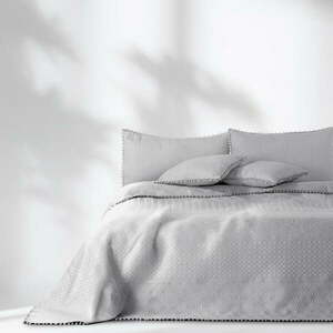 Jasnoszara narzuta na łóżko AmeliaHome Meadore, 200 x 220 cm obraz
