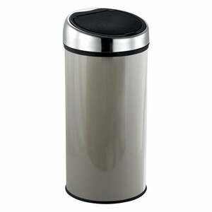 Szarobrązowy stalowy kosz na śmieci otwierany na dotyk 30 l – MSV obraz
