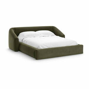 Zielone tapicerowane łóżko dwuosobowe ze schowkiem ze stelażem 160x200 cm Campi – Cosmopolitan Design obraz