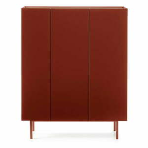 Czerwona wysoka komoda w dekorze dębu 95x120 cm Arista – Teulat obraz