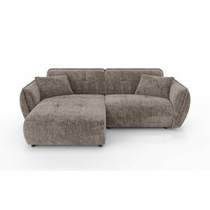 Szarobrązowy narożnik z tkaniny szenilowej (lewostronny/z szezlongiem) Nelia – Ropez obraz