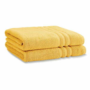 Żółte bawełniane ręczniki kąpielowe frotte zestaw 2 szt. 90x140 cm Zero Twist – Catherine Lansfield obraz