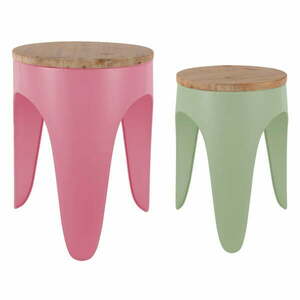 Zielone/różowe metalowe stołki zestaw 2 szt. Double Funky – Leitmotiv obraz