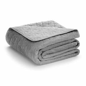 Jasnoszara narzuta pikowana z aksamitu 170x210 cm Laila – AmeliaHome obraz