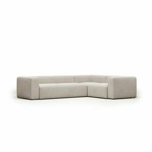 Beżowy narożnik z tkaniny szenilowej Blok – Kave Home obraz