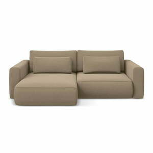 Jasnobrązowy aksamitny rozkładany/ze schowkiem narożnik (lewostronny/z szezlongiem) Kapua – Makamii obraz