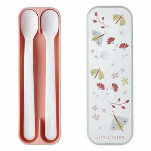 Biało-jasnoróżowe plastikowe łyżeczki dla dzieci zestaw 2 szt. Flowers & butterflies – Mepal obraz