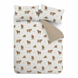 Brązowo-beżowa pościel jednoosobowa 135x200 cm Angus Highland Cow – Catherine Lansfield obraz